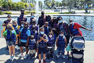 Day tour with women and children from Lydia House at Rainbow Lagoon, Long Beach, California
